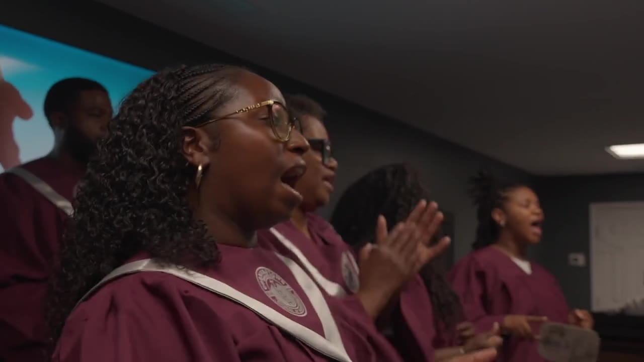 The Cornerstone choir worshipping together